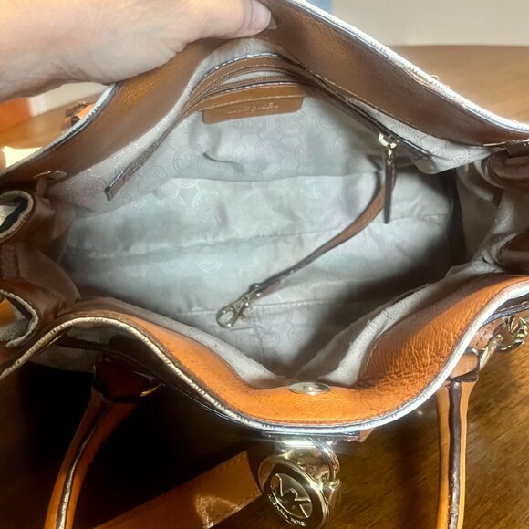 NEW Michael Kors Nouveau Hamilton Signature Satchel Shoulder Bag PVC & Leather - Picture 10 of 11